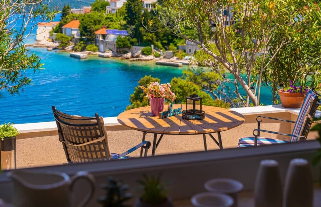 Ocean front accommodation on the island of Korčula, Croatia.