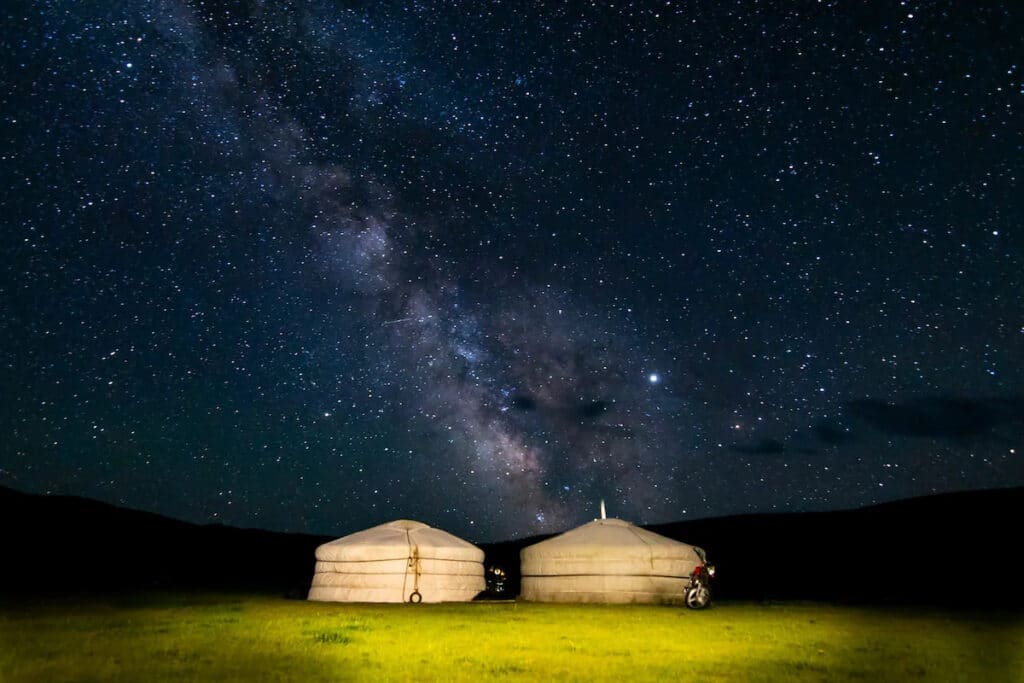 Nomadic Ger accomodation in Mongolia.