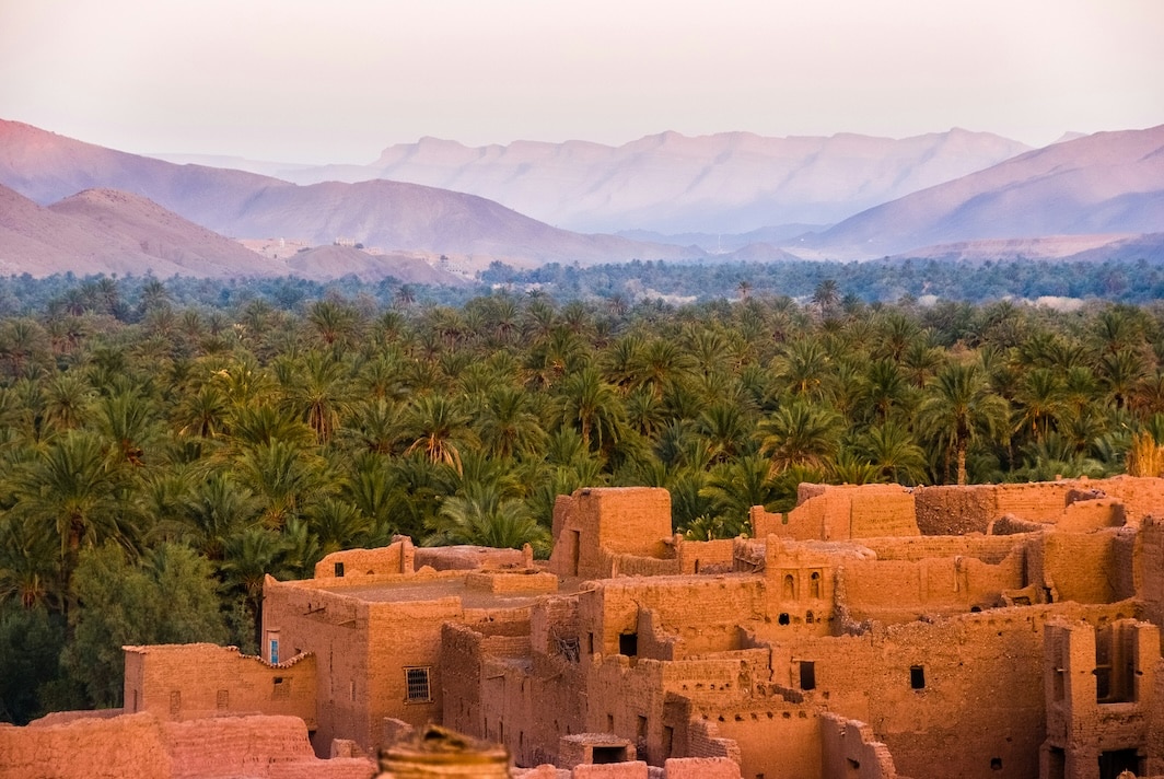 Morocco features both Atlantic and Mediterranean coastlines, a rugged mountainous interior, and a history of independence distinct from its neighbors.