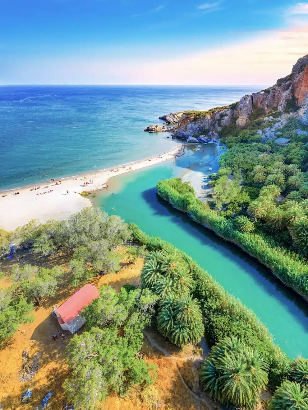 Where the river meets the sea in Greece.