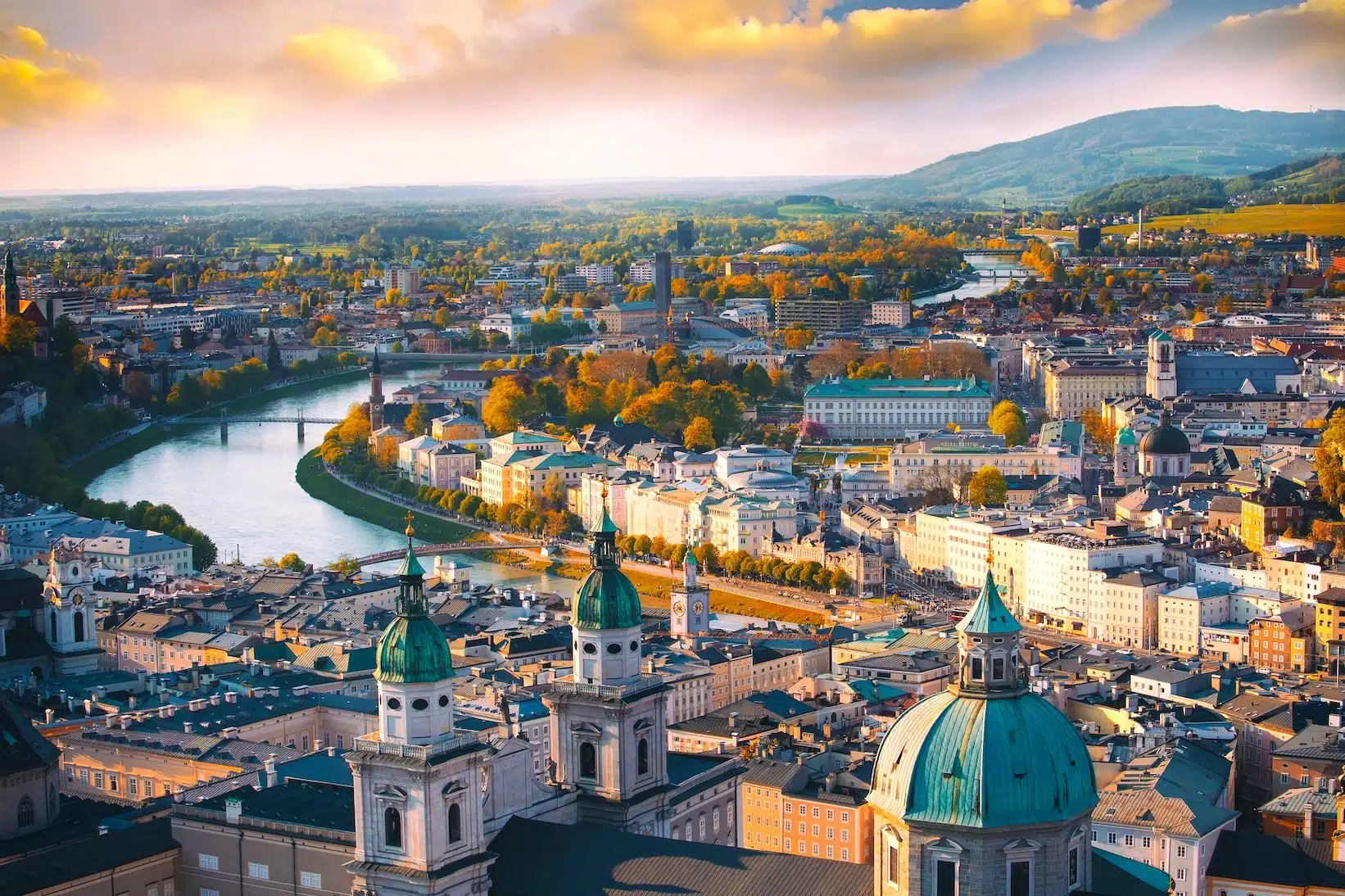 Autumn in the historic city of Salzburg, Austria.